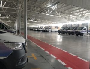Diesel Truck Park Garage mit stationärer Gaswarnanlage von MSR-Electronic