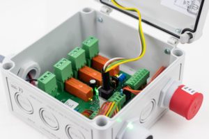 Interior of MSC2 multi-sensor controller for stationary gas detection system from MSR-Electronic made in Germany