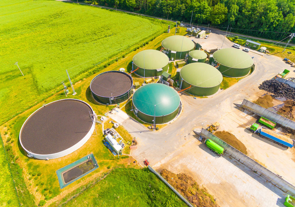 Biogas plant on large area