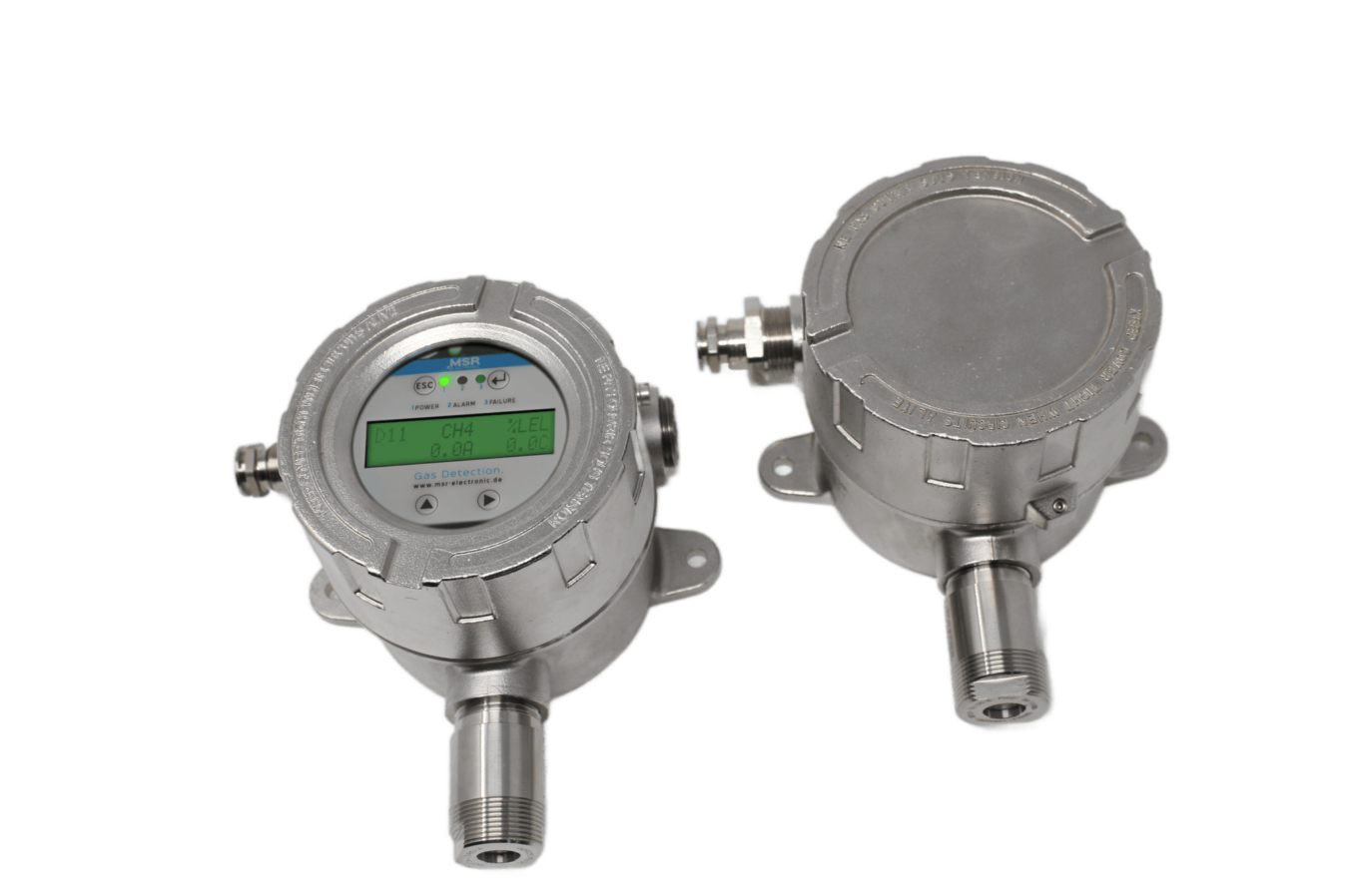 Gas detection systems with stainless steel housing